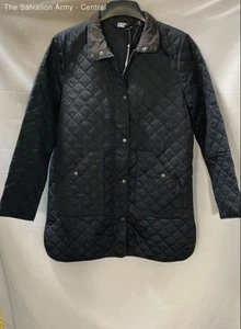 Lands' End Girls Black Long Sleeve Snap Front Quilted Barn Jacket Size M (10-12) - Picture 1 of 5