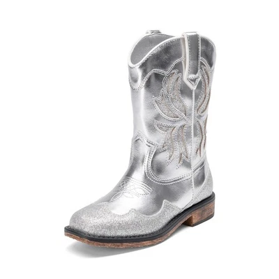 Botas ocidentais masculinas meninas botas de cowgirl botas de cowboy biqueira quadrada meia panturrilha botas de equitação - Imagem 1 de 4