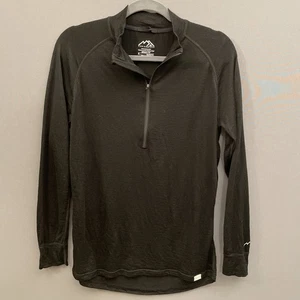 Merino Tech 100% Merino Wool 320gsm Black Base Layer Qtr Zip Sweater Men’s M - Picture 1 of 7
