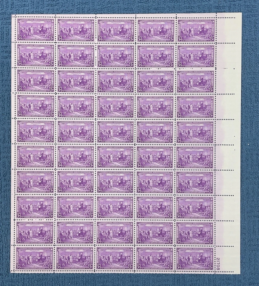 Scott #798, 3c Constitution Signing, Mint sheet/50, LR #21708, NH (R14-54b) - Image 1 of 1