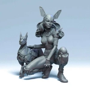 1/24 Resin Cyberpunk Model Kit Beautiful Girl and Dog Droid Unpainted - Picture 1 of 4