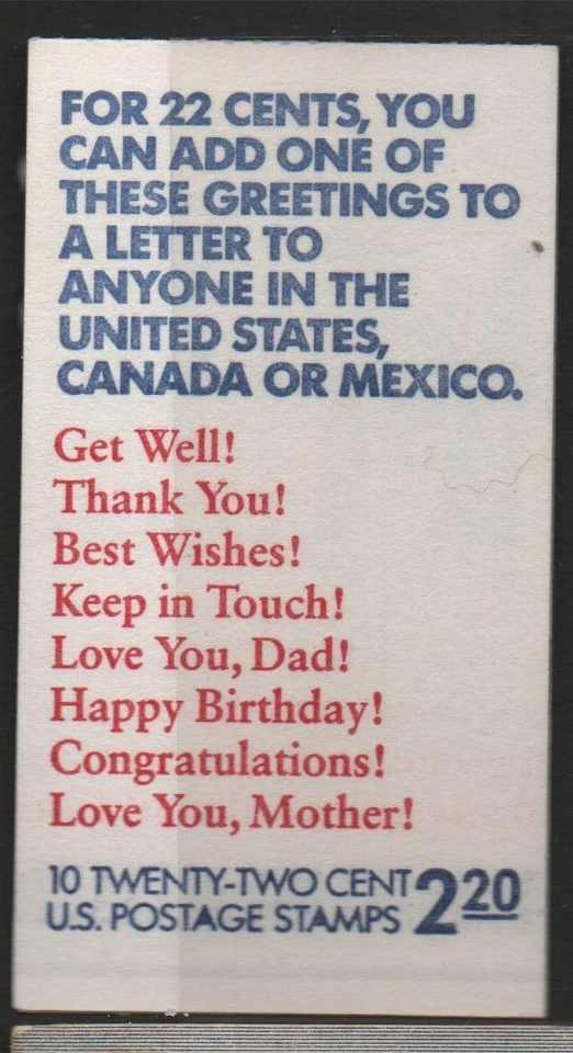 U.S.  1986 Greetings! Unexploded Booklet Mint MNH Scott # BK155 **See Pic **^ - Image 1 of 1