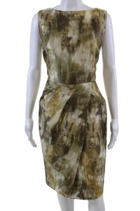Michael Kors Womens Silk Sleeveless Pleated Waist Detail Dress Beige  Size8 - Picture 1 of 7
