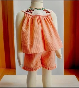 Conjunto de pantalones cortos ajustados Remember Nguyen para niñas nuevo con etiquetas vestido lazo libre 4T - Imagen 1 de 7