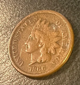 1866 Indian Cent , VG / F , rar - Bild 1 von 6