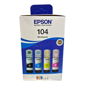 Epson 104 Ink Bottle Set Ecotank Printers Multipack Black Cyan Yellow Magenta - Picture 1 of 13