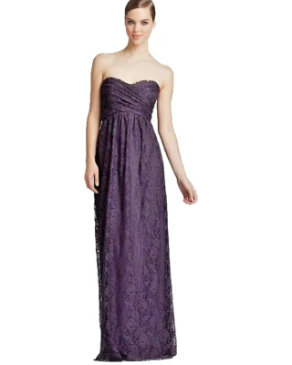 AMSALE ~ Raisin Lace Strapless Sweetheart High Waist Formal Gown 4 NEW $370 Foto 1 de 3