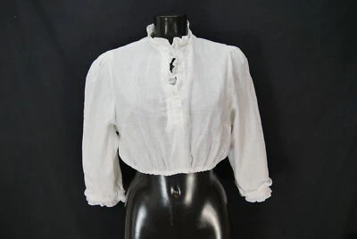Gr.42 Dirndlbluse weiß Bluse für Dirndl Baumwollmischung Borte Rüschen B10508 - Bild 1 von 4