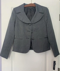 Isabella Demarco Women’s Button Down Suit Jacket Size 8 Navy/Grey NWT - Picture 1 of 11