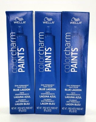 3x Blue Lagoon (57 g / 2 oz.) Dije de color de cabello Wella semipermanente PINTURAS Foto 1 de 3