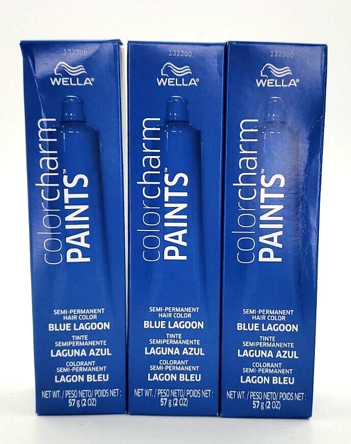 3x Blue Lagoon ( 57 g / 2 oz. ) Semi-Permanent Wella hair Color Charm PAINTS