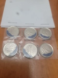 Canada 1921-2021 10 cent Canadian Dime Commemorative Color LOT OF 6 BLUE NOSE - Foto 1 di 2