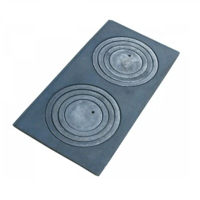 Placa de fundición para horno con dos orificios de cocción anillos de cocina y hierro fundido 68 x 32 cm - Imagen 1 de 4