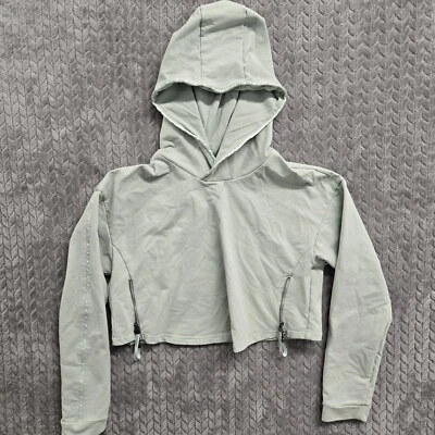 Sudadera corta con capucha para mujer Gymshark M verde salvia claro cubierta de bomba logotipo rayas Foto 1 de 4