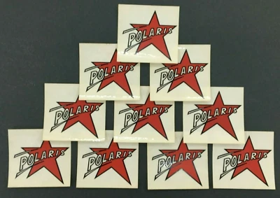 10pk DE CALCOMANÍA ADHESIVA DE MOTO DE NIEVE POLARIS VINTAGE (POLARIS STAR) 2 5/8" X 2 1/2" Foto 1 de 4