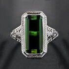 Vintage Style Ring 4.0Ct CZ Emerald Art Deco Engagement Ring 14K White Gold Ring