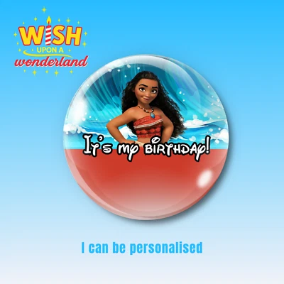 Moana - Es mi cumpleaños - Prendedor insignia botón personalizado princesa Disney Foto 1 de 4