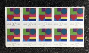 2002USA #3657 37c Love Abstract Art - Booklet Half Sheet of 10  Mint - Picture 1 of 2