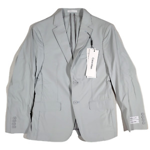 Calvin Klein Slim-Fit Stretch Solid Sport Coat Men 36S Light Grey Nylon Travel