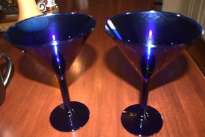 Paar Martini Gläser aus kobaltblauem Glas - Bild 1 von 9