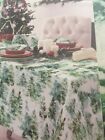 Fiesta Holiday Christmas Tree Tablecloth White 60 x 102 Inches Seats 8-10 New