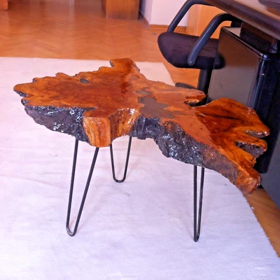 Live Edge Wood Coffee Table, Solid Wood Rustic Table Olive Table,Unique Table - Image 1 of 4