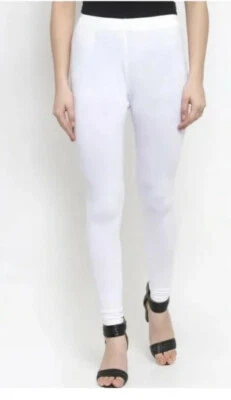 100% Cotton 4 way Stretchable White Churidhar  Leggings - Image 1 of 3