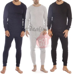 Men's Winter Fleece Lined Thermal Cotton Top&Bottom Long Johns Underwear Set - Picture 1 of 13