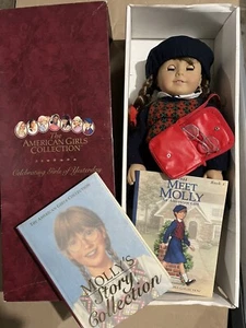 Pleasant Company Molly American Girl Doll with purse, glasses, and 2 Books - Picture 1 of 15