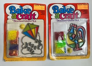 Lot of 2 Sealed Vtg Bake a Craft Stained Glass Kit Sun Catcher Rooster & Kite - Picture 1 of 4