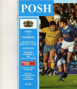 PETERBOROUGH UNITED V TRANMERE ROVERS 6/11/1993 DIV 1 PROGRAMME - Picture 1 of 1