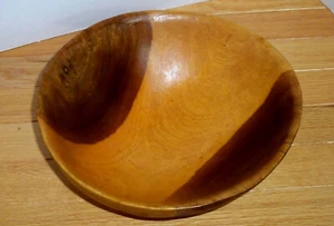 Vintage Hand Turned Walnut Wood  Bowl Wooden Home Decor 10.25 Inch - Picture 1 of 2