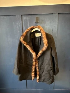 coats for women, Fleurette, Black Long Sleeve, Size 6P, Fur Lined - Picture 1 of 3