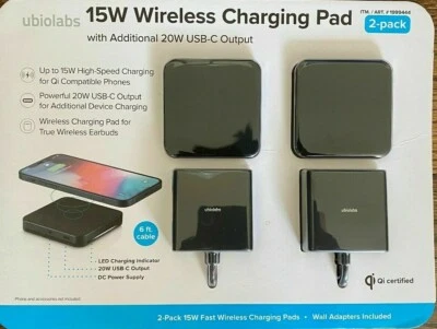 UBIOLABS 15W WIRELESS CHARGING PADS 2 PACK [ BRAND NEW / SEALED ] - Image 1 of 2