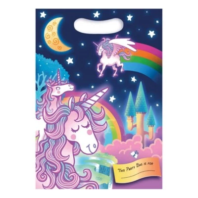 BOLSAS MÁGICAS DE FIESTA DE CUMPLEAÑOS UNICORNIO ~ BOLSA DE REGALO DE BOTÍN RECICLABLE FAVOR Foto 1 de 4