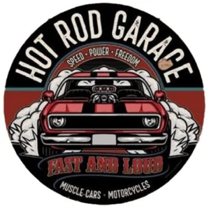 Hot Rod Garage 15" Domed Metal Sign - Picture 1 of 1