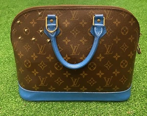 RARE Louis Vuitton Handbag Authentic Blue - ARTIST REWORKED SEE DESCRIPTION - Picture 1 of 12
