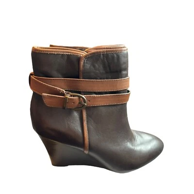 Botines de cuña de cuero marrón Banana Republic para mujer talla 8 Foto 1 de 4