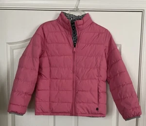 GAP KIDS Girls Reversible Cold Control Puffer Jacket-Pink/Leopard-Large - Picture 1 of 7