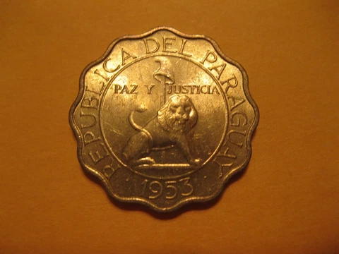 1953   Paraguay coin   50 Centimo    LION    BU coins very  sweet coins Cover