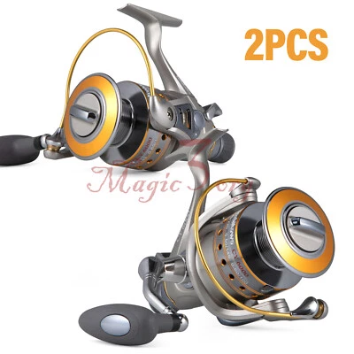 2X Spinning Fishing Reels 3000-6000 Baitfeeder 10+1BB Light Weight Saltwater US - Image 1 of 4