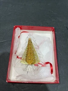 Vintage Gorham Crystal/Gold Christmas Tree Ornament in original box 3" Germany - Picture 1 of 4