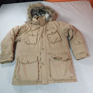 Ruff Hewn Down Parka Womens Extra Large Tan Puffer Jacket Long Work Wear Chore - Picture 1 of 21
