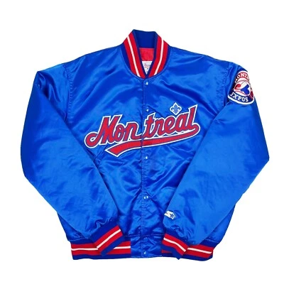 Vtg Rare MLB Montreal Expos Blue Starter Satin Bomber Jacket Men’s Large  - Image 1 of 4
