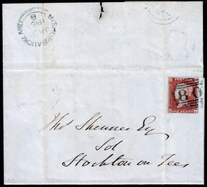 1841 1d Red Plate 93 QA Fine BLUE 80 Bishops Auckland VFU Cat. £650.00 - Picture 1 of 3