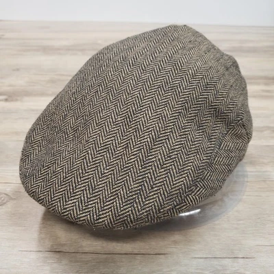 Gorra Brixton Ajustada Para Hombre Grande Marrón Espiga Lana Newsboy Forro Acolchado Foto 1 de 4