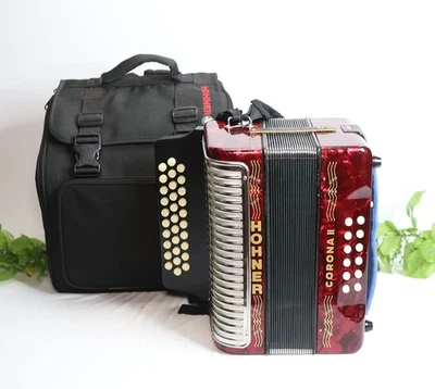 ⭐Hohner Corona II Accordion with Original Soft Case – Red Pearl – Great Sound! - Image 1 of 4