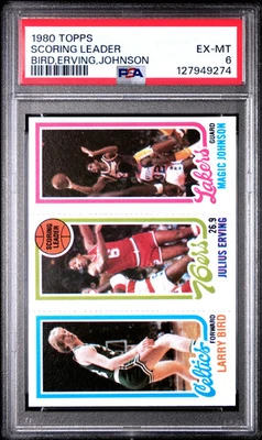 1980 Topps Scoring Leader Bird,Erving,Johnson PSA 6 - Image 1 of 2