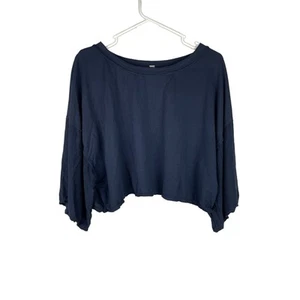 P’tula Navy Blue Crop Top Yoga Cover Medium Oversized Athleisure Soft Stretchy - Bild 1 von 6