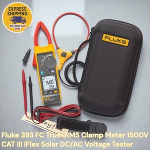 Pinza amperimétrica Fluke 393 FC True-RMS 1500 V CAT III iFlex Solar DC/AC Probador de voltaje - Imagen 1 de 10